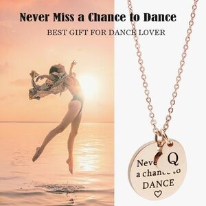 Rose Gold Dance Pendant Necklace Never Miss A Chance to Dance initial J